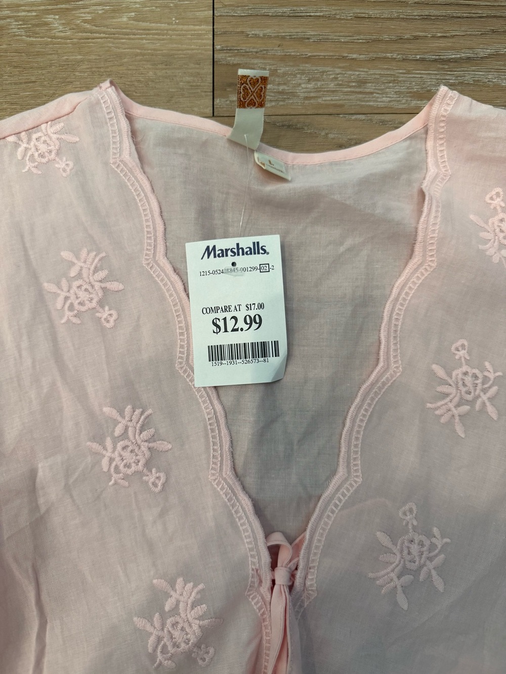 Marshalls Light Pink Embroidered Cotton Peplum Blouse - Picture 2 of 6